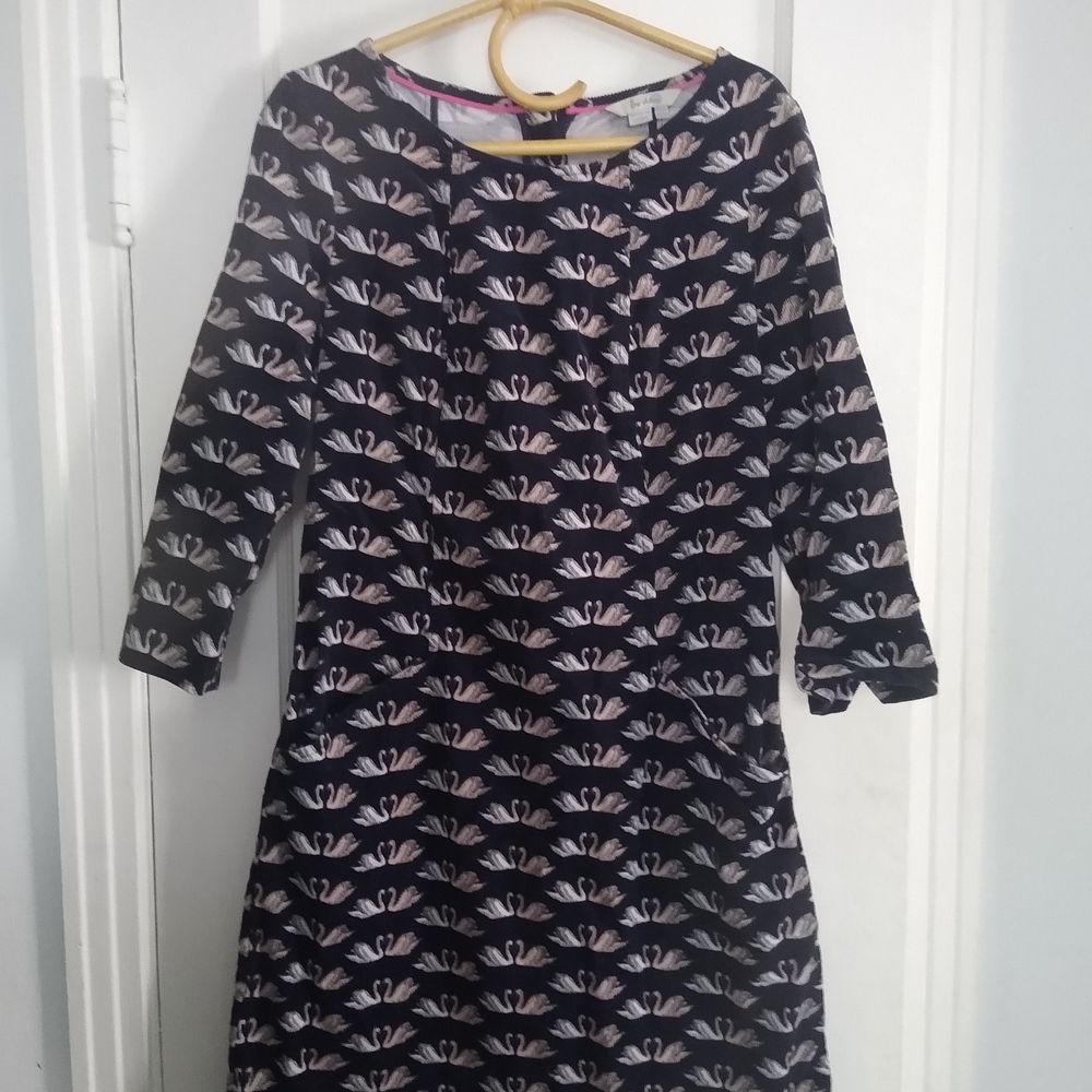 Boden Swan Print Corduroy Mini Dress